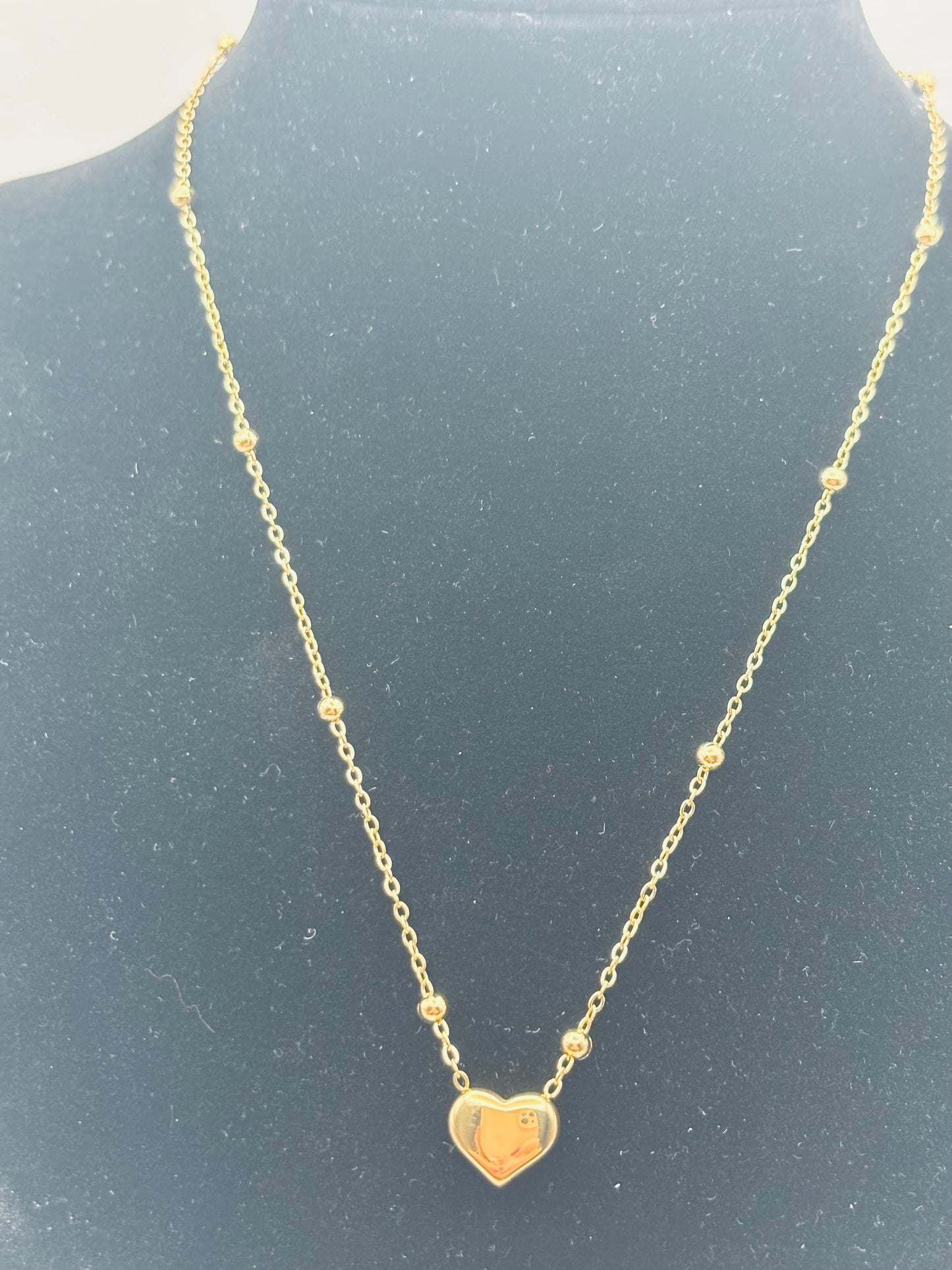 18 K gold plated Heart Chain Titanium Steel Electroplating Jewelry Set