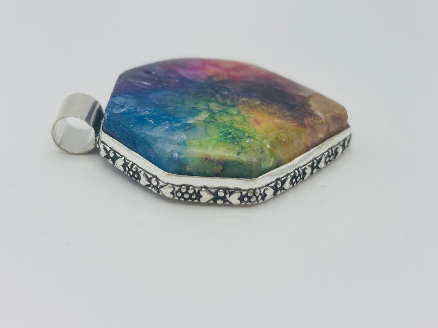 925 hallmarked Rainbow Solar Quartz Pendant