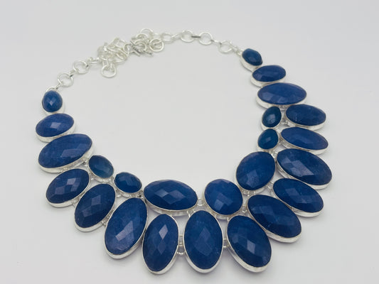925 Hallmarked Simulated Sapphire Necklace