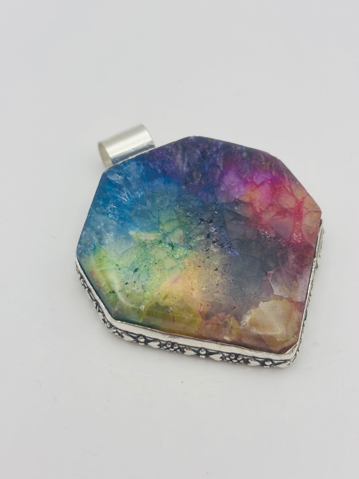 925 hallmarked Rainbow Solar Quartz Pendant