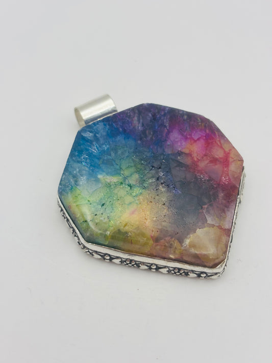 925 hallmarked Rainbow Solar Quartz Pendant