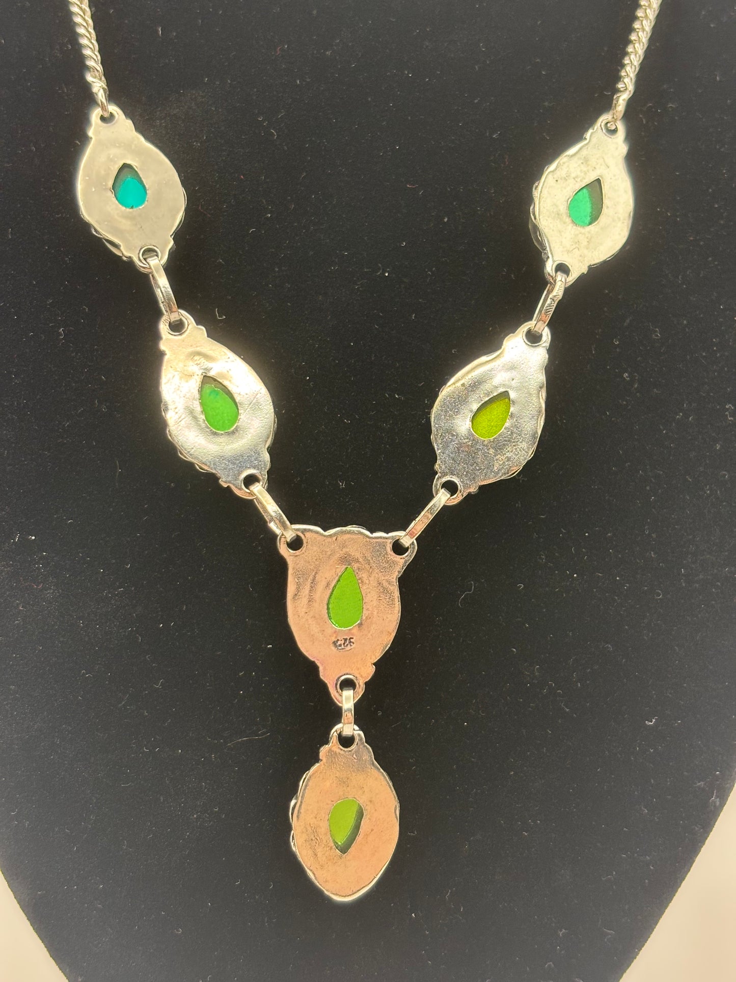 925 Silver Hallmarked Lab-Made Rainbow Fire Topaz Necklace