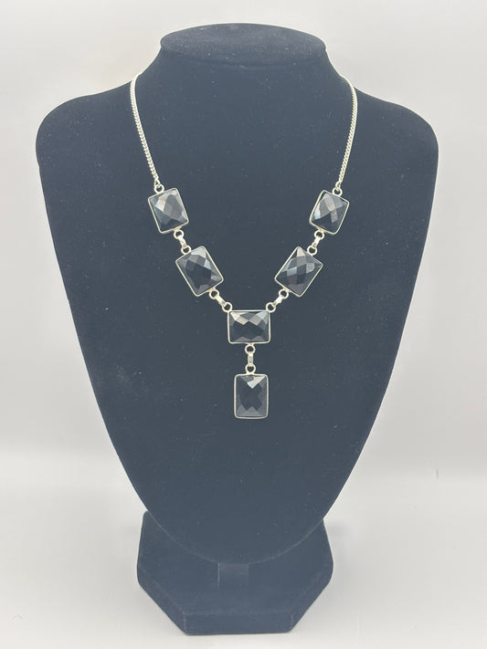 925 Silver Hallmarked Black Onyx Necklace